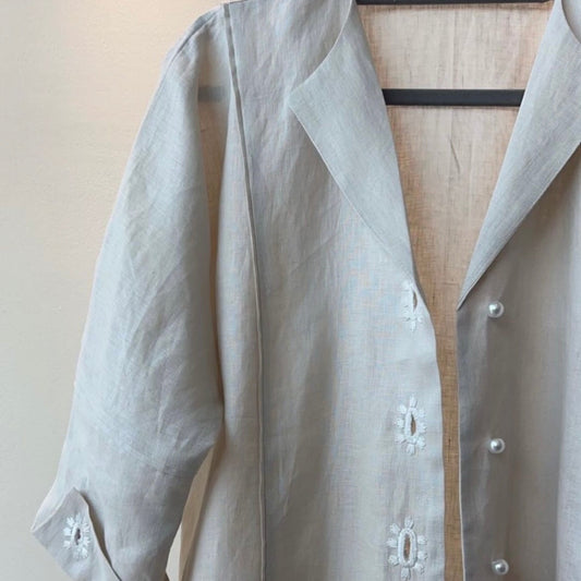 Pearl Bloom Linen Abaya
