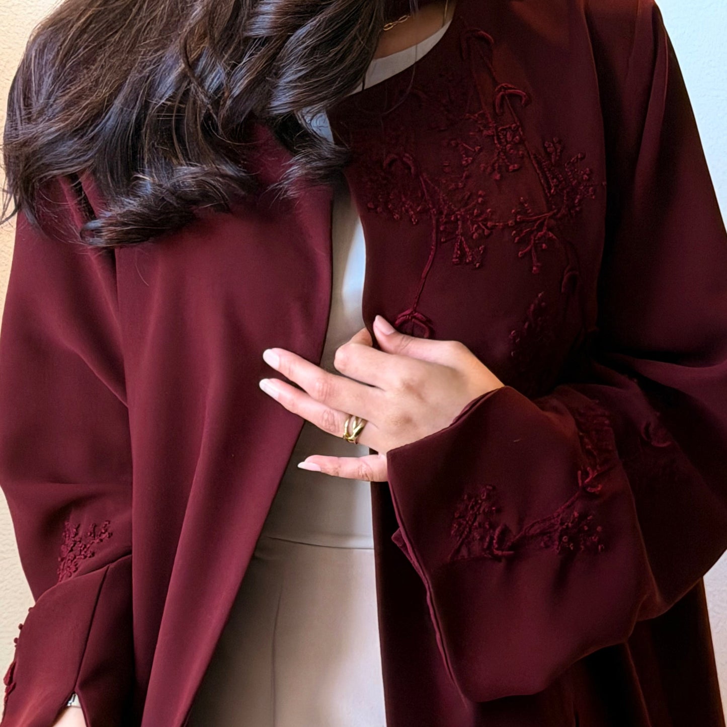 Burgundy Blossom Abaya