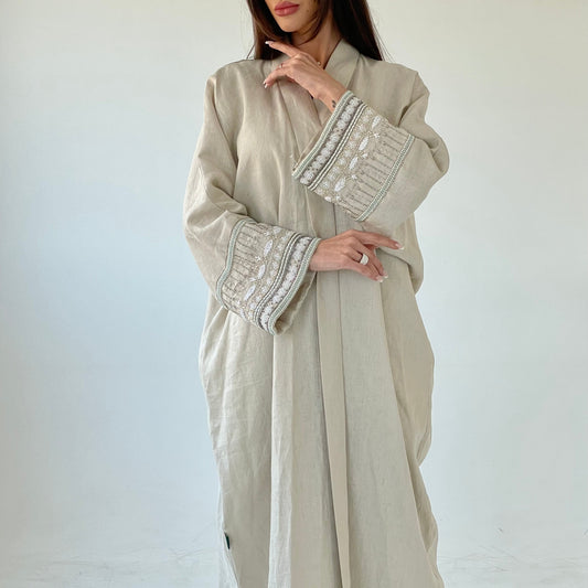 Pearl x Beads Linen Abaya