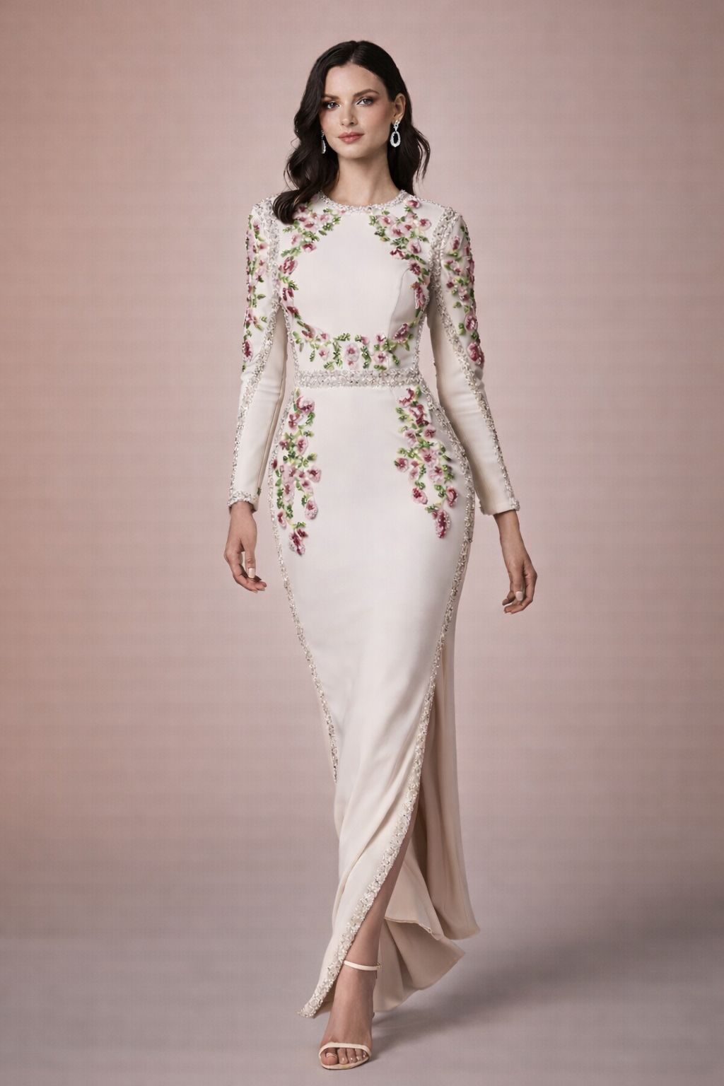 White Maxi Dress – Floral Detail