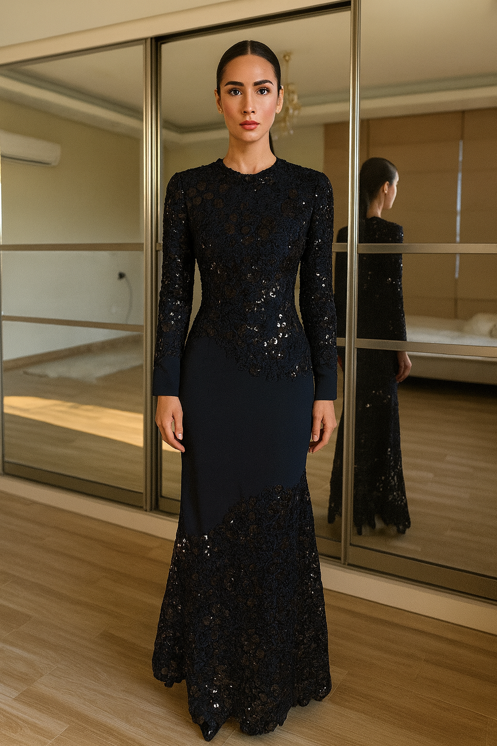 Black Elegant lace maxi dress