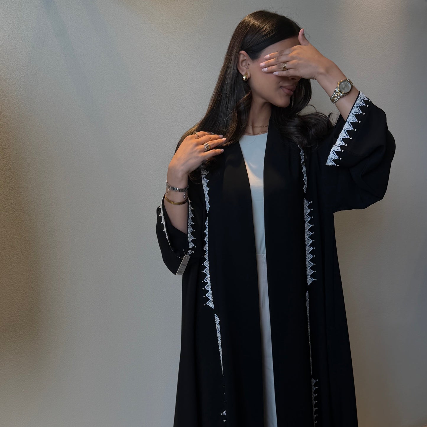 Zigzag Embroidered Abaya