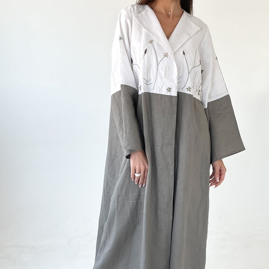 Meadow Contrast Linen Abaya