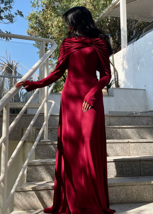 Burgundy Maxi Dress - Eid Edition